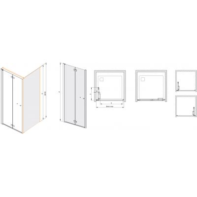 Sanplast Exa Line drzwi prysznicowe z profilem DŁ/Exa-120 cm składane srebrny połysk/szkło przezroczyste 600-540-2760-38-401