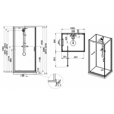 Sanplast Classic II Mineral kabina z brodzikiem i zestawem prysznicowym 80x100 cm prostokątna biały połysk/szkło przezroczyste 602-011-0222-01-4B1