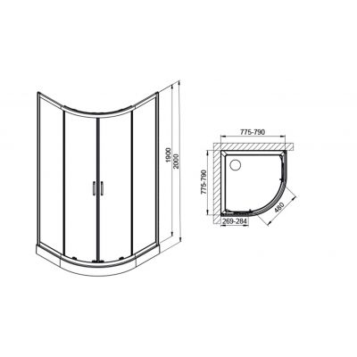 Sanplast Fris kabina prysznicowa 80x80 cm półokrągła biały połysk/szkło ze wzorem 602-331-1250-01-180
