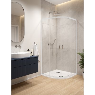 Sanplast Fris kabina z brodzikiem 80x80 cm półokrągła biały połysk/szkło przezroczyste 602-331-2250-01-400