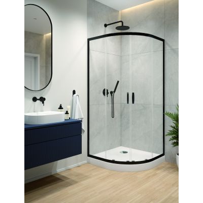 Sanplast Fris kabina z brodzikiem 80x80 cm półokrągła czarny mat/szkło przezroczyste 602-331-2250-59-400