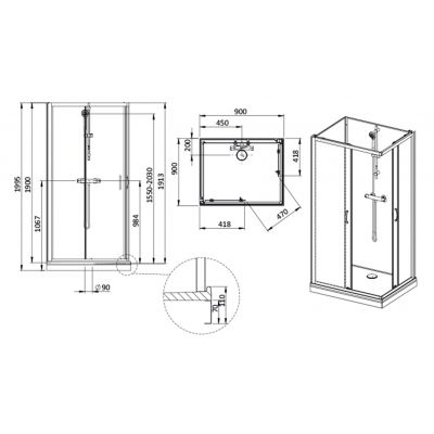 Sanplast Basic Complete Mineral kabina z brodzikiem i zestawem prysznicowym 90x90 cm kwadratowa biały połysk/szkło przezroczyste 602-460-0031-01-4B0