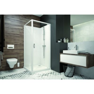 Sanplast Basic Complete Mineral kabina z brodzikiem i zestawem prysznicowym 70x70 cm kwadratowa biały połysk/szkło przezroczyste 602-460-0211-01-4B0