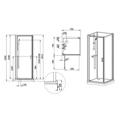 Sanplast Basic Complete Mineral kabina z brodzikiem i zestawem prysznicowym 70x70 cm kwadratowa biały połysk/szkło przezroczyste 602-460-0211-01-4B0