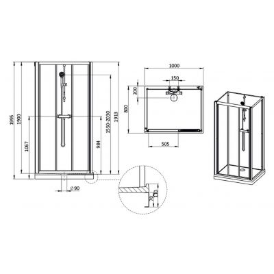 Sanplast Basic Complete Mineral kabina z brodzikiem i zestawem prysznicowym 100x80 cm prostokątna biały połysk/szkło przezroczyste 602-460-0821-01-4B0