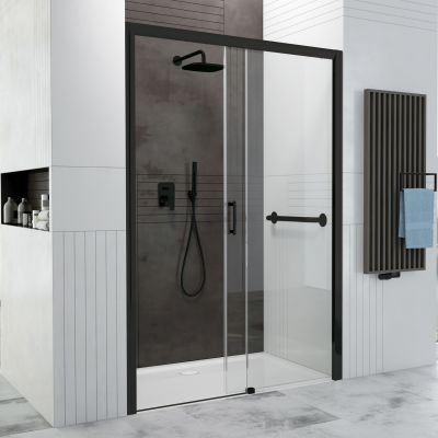 Sanplast Free Zone drzwi prysznicowe 150 cm rozsuwane czarny mat/szkło przezroczyste 600-271-3220-59-401