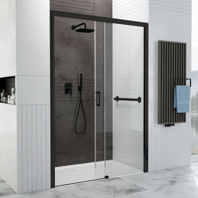Sanplast Free Zone drzwi prysznicowe 110 cm rozsuwane czarny mat/szkło przezroczyste 600-271-3140-59-401