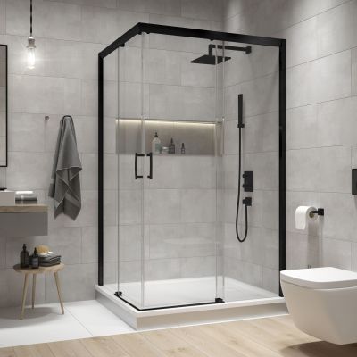 Sanplast Free Zone kabina prysznicowa 120x90 cm prostokątna czarny mat/szkło przezroczyste 600-271-3760-59-401