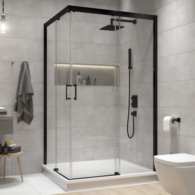 Sanplast Free Zone kabina prysznicowa 120x80 cm prostokątna czarny mat/szkło przezroczyste 600-271-3680-59-401