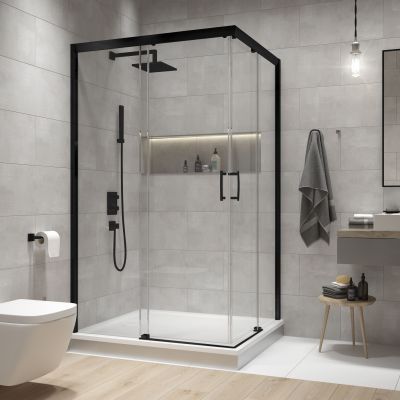 Sanplast Free Zone kabina prysznicowa 120x80 cm prostokątna czarny mat/szkło przezroczyste 600-271-3670-59-401