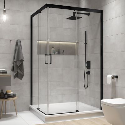 Sanplast Free Zone kabina prysznicowa 100x80 cm prostokątna czarny mat/szkło przezroczyste 600-271-3640-59-401