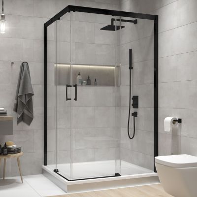 Sanplast Free Zone kabina prysznicowa 90x80 cm prostokątna czarny mat/szkło przezroczyste 600-271-3620-59-401