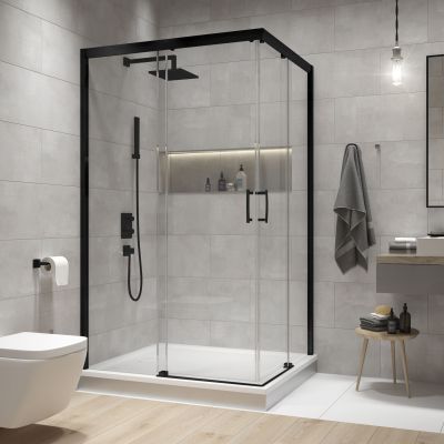 Sanplast Free Zone kabina prysznicowa 90x80 cm prostokątna czarny mat/szkło przezroczyste 600-271-3610-59-401
