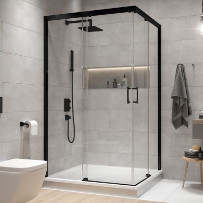 Sanplast Free Zone kabina prysznicowa 100x100 cm kwadratowa czarny mat/szkło przezroczyste 600-271-3520-59-401