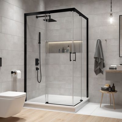 Sanplast Free Zone KN/Freezone-80 kabina prysznicowa 80x80 cm kwadratowa czarny mat/szkło przezroczyste 600-271-3500-59-401