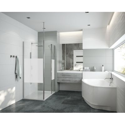 Sanplast Exa Line ścianka prysznicowa walk-in 90 cm srebrny połysk/szkło ze wzorem 600-540-1530-38-201