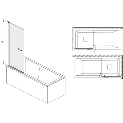 Sanplast Exa Line parawan nawannowy 70 cm 1-częściowy srebrny połysk/szkło przezroczyste 600-540-1040-38-401