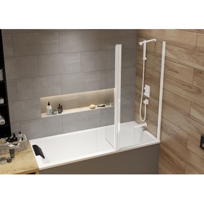 Sanplast Exa Line parawan nawannowy 80 cm 2-częściowy biały połysk/szkło przezroczyste 600-540-1820-24-401