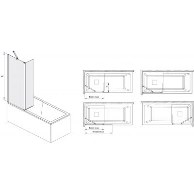 Sanplast Exa Line parawan nawannowy 80 cm 2-częściowy biały połysk/szkło przezroczyste 600-540-1820-24-401