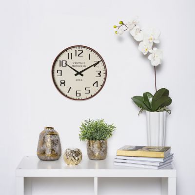 Splendid Retro zegar ścienny biały-brązowy AZ-RETRO