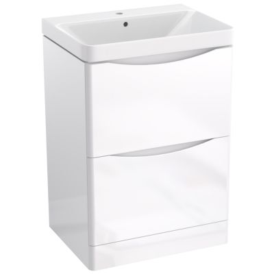 Zestaw Strama Austin umywalka z szafką 60 cm stojącą biały połysk (9909060, 1110200)