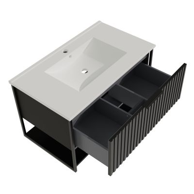 Strama Turf szafka 79.5x46 cm podumywalkowa wisząca czarny mat 24.103.88