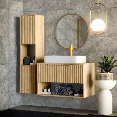 Strama Tibu szafka 80x48,3x51,7 cm podumywalkowa wisząca dąb craft 48.101.25