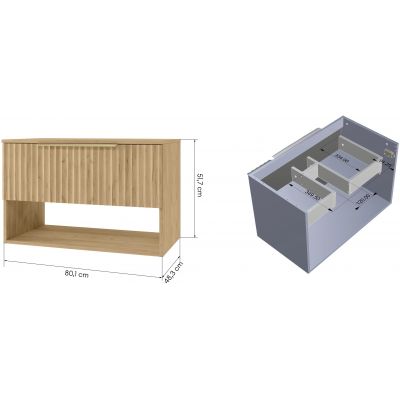 Strama Tibu szafka 80x48,3x51,7 cm podumywalkowa wisząca dąb craft 48.101.25