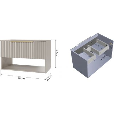 Zestaw Strama Tibu szafka podumywalkowa 80cm z szafką boczną wisząca 150 cm kaszmir (4810192, 4820092)