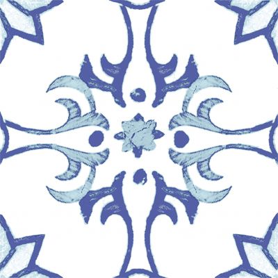 Savoia Vietri Decoro Blue Mix Lucido dekor ścienno-podłogowy 22x22 cm biało-niebieski