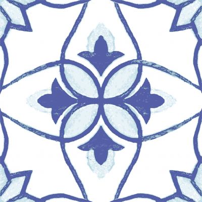 Savoia Vietri Decoro Blue Mix Lucido dekor ścienno-podłogowy 22x22 cm biało-niebieski