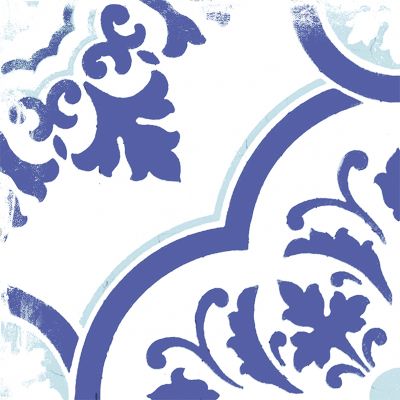 Savoia Vietri Decoro Blue Mix Lucido dekor ścienno-podłogowy 22x22 cm biało-niebieski