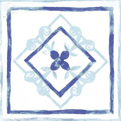 Savoia Vietri Decoro Blue Mix Lucido dekor ścienno-podłogowy 22x22 cm biało-niebieski