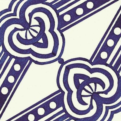 Savoia Vietri Decoro Rosebery Lucido dekor ścienno-podłogowy 22x22 cm biało-niebieski