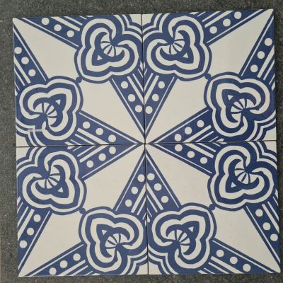 Savoia Vietri Decoro Rosebery Lucido dekor ścienno-podłogowy 22x22 cm biało-niebieski