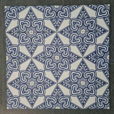 Savoia Vietri Decoro Rosebery Lucido dekor ścienno-podłogowy 22x22 cm biało-niebieski