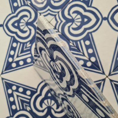 Savoia Vietri Decoro Rosebery Lucido dekor ścienno-podłogowy 22x22 cm biało-niebieski