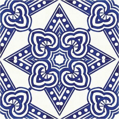 Savoia Vietri Decoro Rosebery Lucido dekor ścienno-podłogowy 22x22 cm biało-niebieski