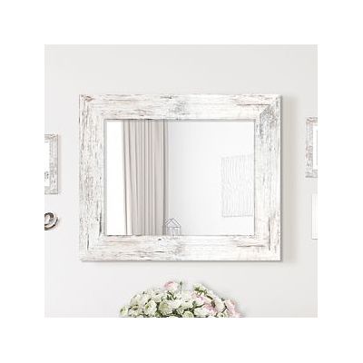 Styler Jyvaskyla lustro 86x60 cm prostokątne rama bielone przecierane drewno mat LU-01214