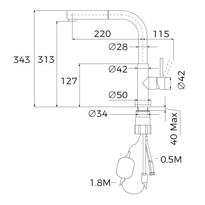Teka bateria kuchenna stojąca czarny mat 116020023