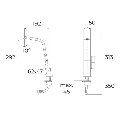 Zestaw Teka Flexlinea zlewozmywak stalowy z syfonem 54x44 cm grafit z baterią kuchenną ICC (115000024, 116030005)