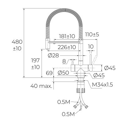 Teka Uni bateria kuchenna do filtra wody stojąca inox 116080001