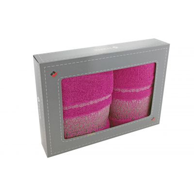 Texpol Arabesca ręcznik łazienkowy 70x140 cm i 50x90 cm komplet 2 szt bawełna 500 g amarantowy
