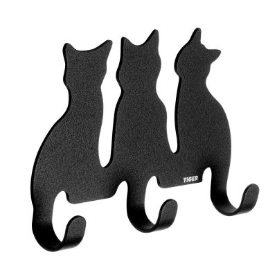 Tiger Cats wieszak na ręczniki 3-punktowy koty czarny mat 159030741