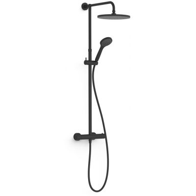 Tres Base Plus zestaw prysznicowy podtynkowy termostatyczny z deszczownicą czarny 21639302NM