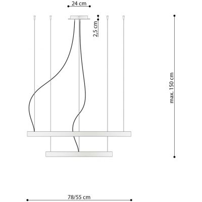 Thoro Lighting Rio lampa wisząca 2x80W LED czarna TH.137