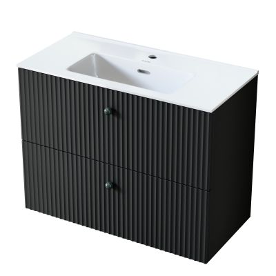 Uptrend Panarea szafka 79,6x38,2x60 cm podumywalkowa wisząca Obsidian Black mat 005SU6003