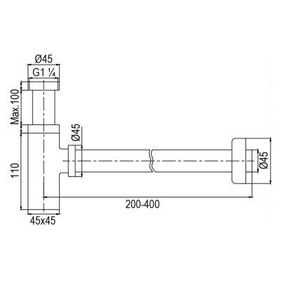 Uptrend Rubi syfon do umywalki butelkowy chrom 40S010125
