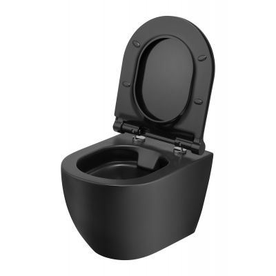 Uptrend Caneo miska WC wisząca Up-Rim z deską wolnoopadającą czarny mat TR2196D-U18