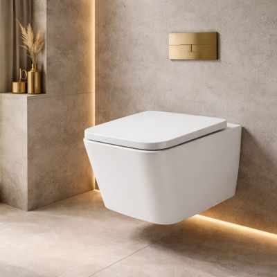 Uptrend Gravis miska WC z deską wolnoopadającą wisząca bez kołnierza ze spłukiwaniem wirowym biały połysk TR2216R
